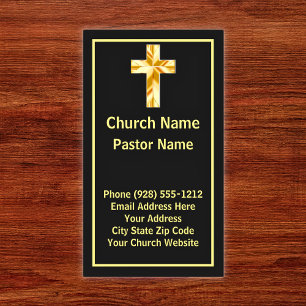 Church Pastor Classy Noir Cartes de visite vertica