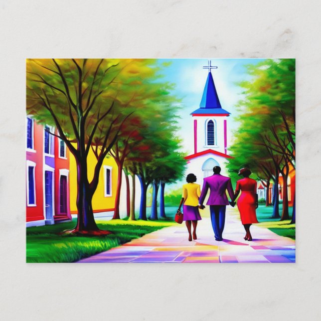 Church Walk Christian Art Carte postale (Devant)