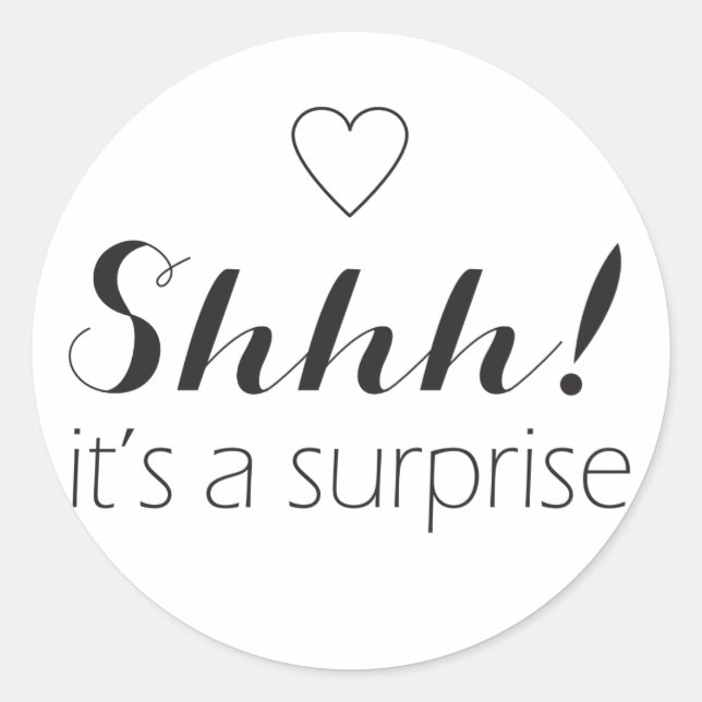 Chut c'est une surprise autocollants avec cœur (Devant)