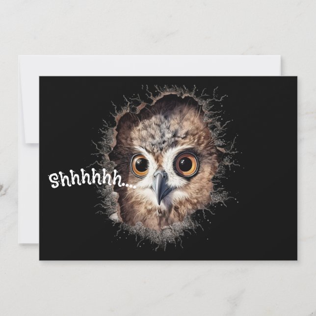 Chut Invitation à une Soirée Surprise | Hibou & Si (Devant)