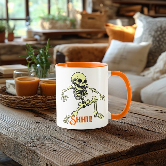 Chut ! Mug de squelette - Vibes d'Halloween amusan (Créateur téléchargé)