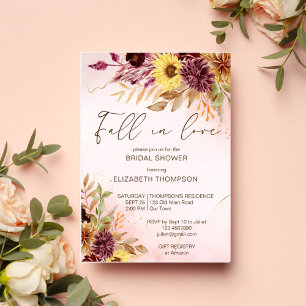 Chute amoureuse automne nuptiale invitation