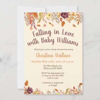 Chute Baby Douche Invitations Tombant dans l'amour