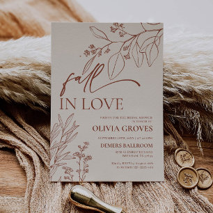 Chute Beige en amour Nuptiale Douche Invitation