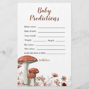 Chute Boho Champagne Floral Baby Prediction Card