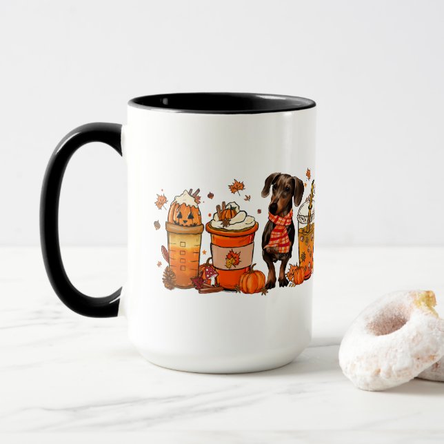 Chute Chien Mug Café, Dachsund Chien Mug, Chute Vi (Avec donut)