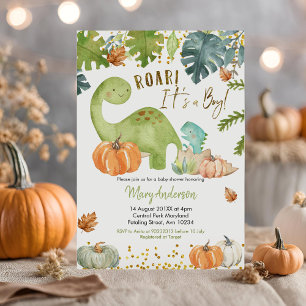 Chute Citrouille Dinosaur Baby shower Invitation R
