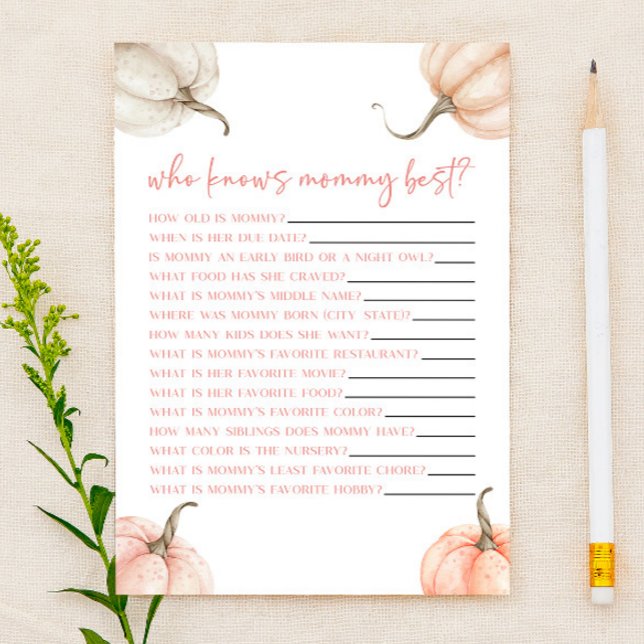 Chute Citrouille Rose Qui Connaît Maman Baby showe (Créateur téléchargé)