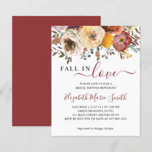 Chute d'amour Rouge Floral Invitation à la douche 