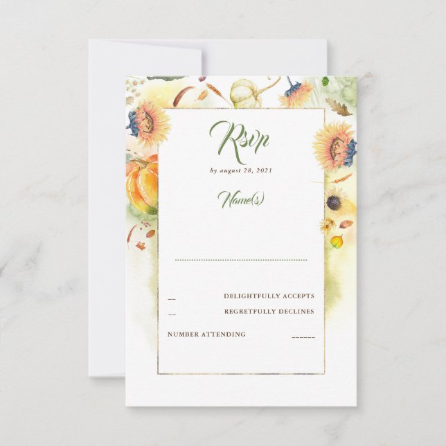 Chute de soleil et mariage Citrouille RSVP (Devant)