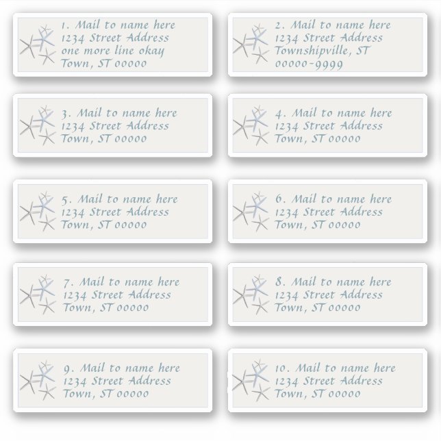 Chute de Starfish Étiquettes de adresse de message (Devant)