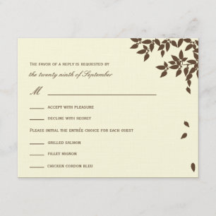 Chute des cartes de mariage Feuille RSVP/réponse (