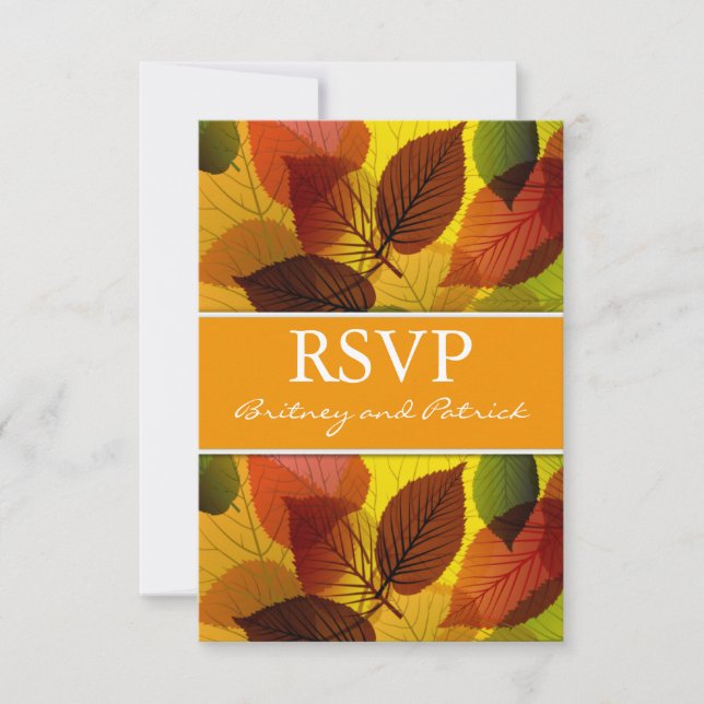Chute des cartes RSVP de mariage des forêts d'auto (Devant)