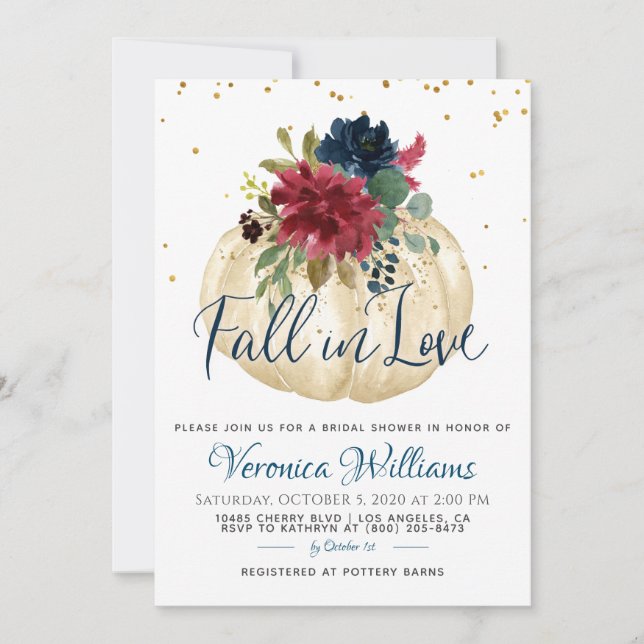 Chute en amour Automne nuptiale douche Invitation (Devant)