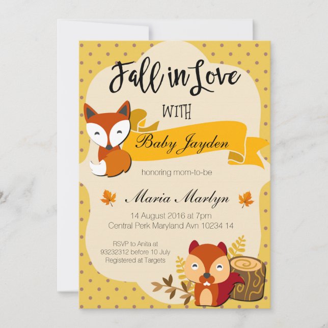 Chute en amour Baby shower Invitation (Devant)