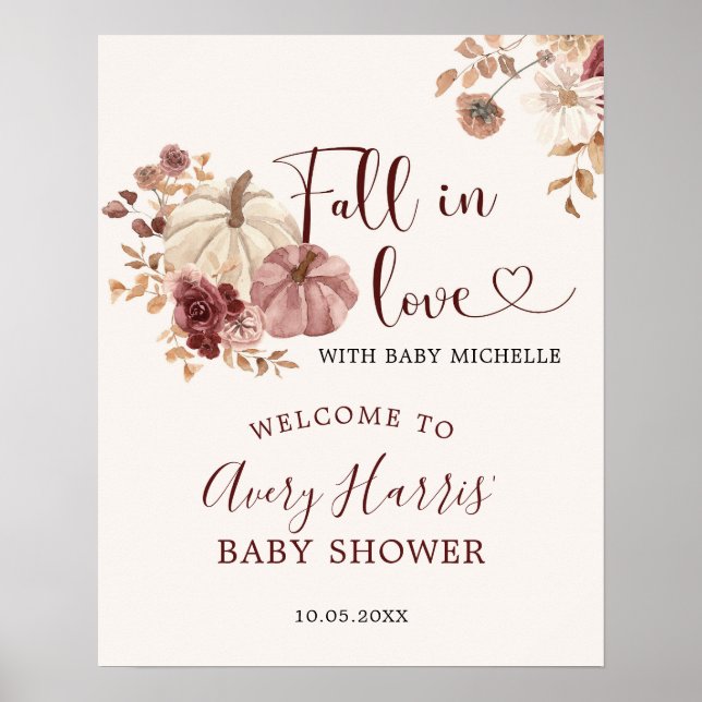 Chute en amour Boho Floral Citrouille Affiche de b (Devant)