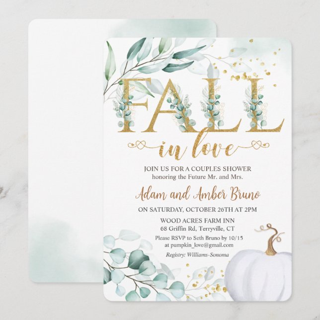 Chute En Amour Invitation À La Douche Nuptiale (Devant / Derrière)