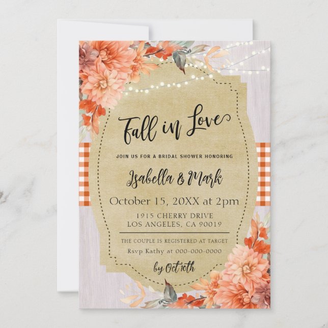 Chute en amour Invitation à la douche nuptiale (Devant)