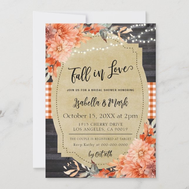 Chute en amour Invitation à la douche nuptiale (Devant)