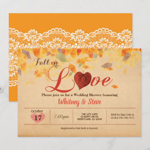 Chute en amour invitation Wedding shower rustique