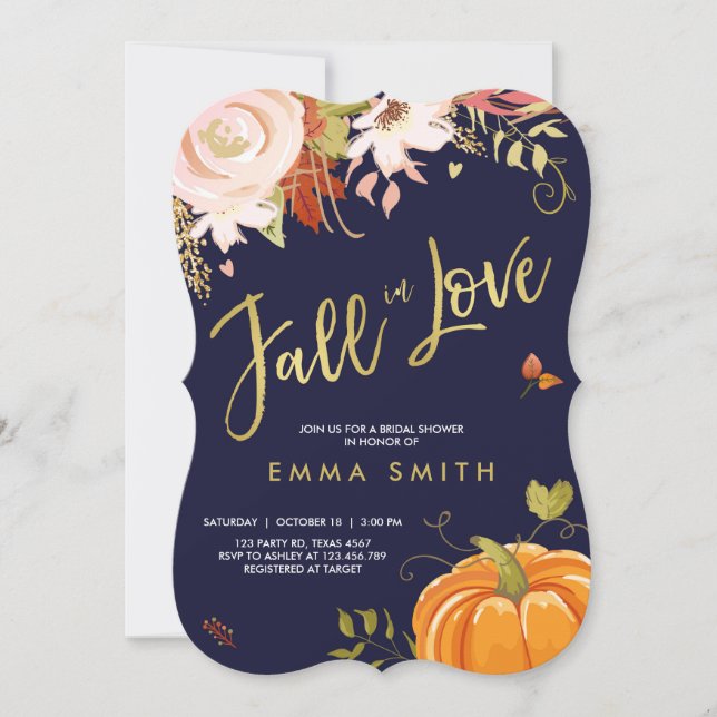 Chute en Amour Nuptiale invitation Bébé Automne (Devant)