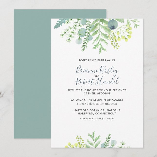 Chute Eucalyptus Folithe Faire-part de mariage flo (Devant / Derrière)