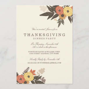 Chute Foliing Thanksgiving Dîner Invitation