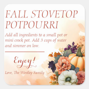 Chute parfumé Stovetop Potpourri Étiquette