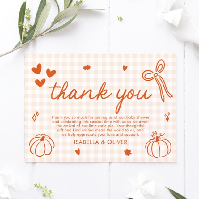 Chute Whimsical Un Petit Carte de remerciements Ci (Fall Whimsical A Little Pumpkin Thank you card)