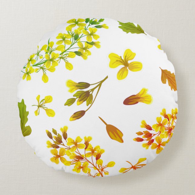 Chutes d'automne Motif floral Coussin rond (Devant)
