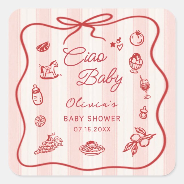 Ciao Baby Italian Lemon Baby Shower Sticker (Devant)