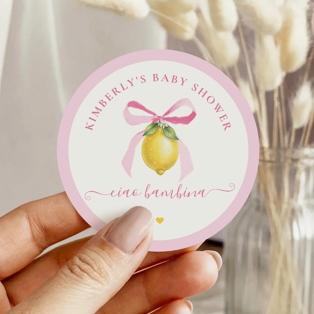 Ciao Bambina Pink Lemon Baby Shower Stickers (Créateur téléchargé)