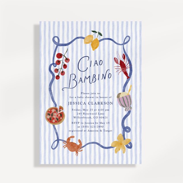 Ciao Bambino Invitation de Baby Shower de Style It (Créateur téléchargé)