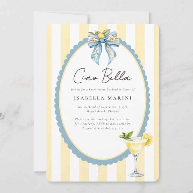 Ciao Bella Bachelorette Weekend Invitation (Devant)