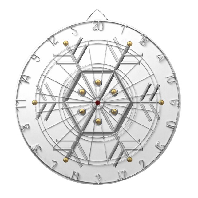 Cible De Fléchettes 1-Silver and Gold Snowflake 3-D Look (Devant)