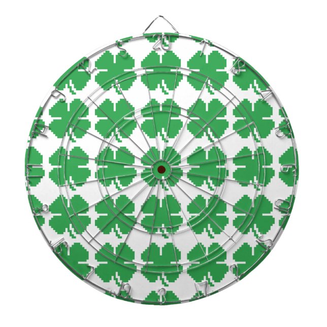 Cible De Fléchettes 8 bits Pixel Lucky Four Leaf Clocher (Devant)