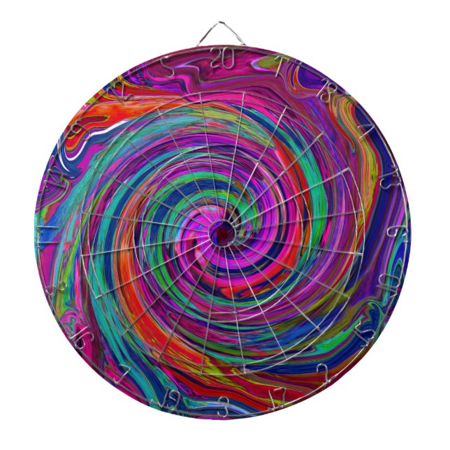 Cible De Fléchettes Abstrait Rétro Groovy Magenta Foncé Tourbillon Arc (Devant)