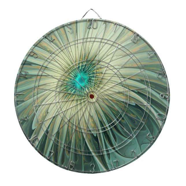 Cible De Fléchettes Abstrait Sage Green Imaginaire Fleur Fractal Art (Devant)