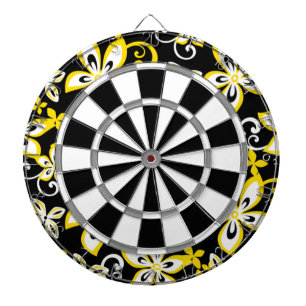 CIBLE DE FLÉCHETTES ALOHA HAWAII (NOIR/JAUNE)