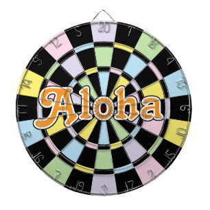 Cible De Fléchettes Aloha Texte modifiable sur les couleurs noir et pa