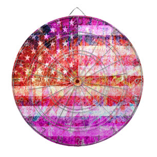 Cible De Fléchettes American Flag Art Grunge #4