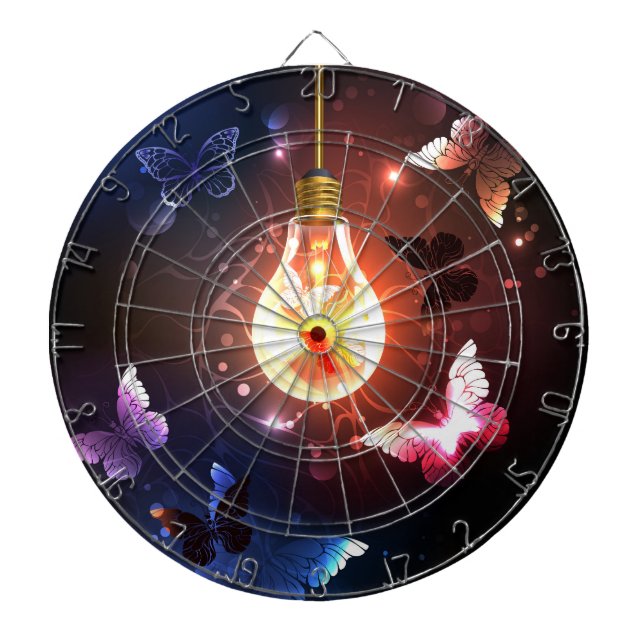 Cible De Fléchettes Ampoule lumineuse avec papillons nocturnes (Devant)