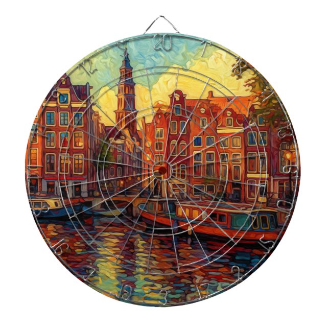 Cible De Fléchettes Amsterdam canal maisons de style van Gogh (Devant)