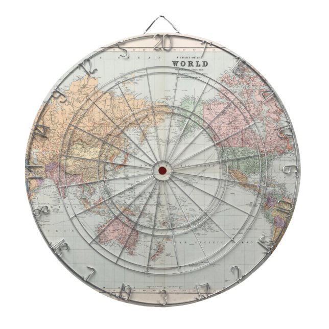 Cible De Fléchettes Ancienne carte du monde (Devant)