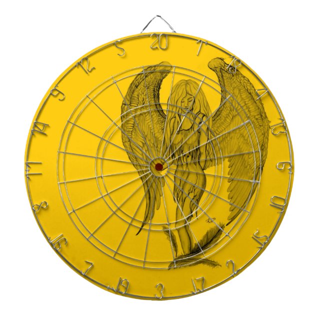 Cible De Fléchettes Angel - design noir et jaune (Devant)