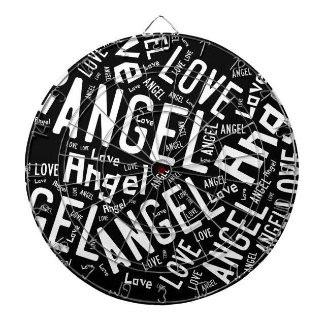 Cible De Fléchettes Angel Love Dove, Blanc sur Noir (Devant)