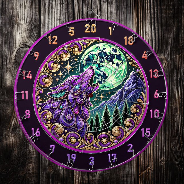 Cible De Fléchettes Appels de nature sauvage : Loup et Lune d'or (Créateur téléchargé)