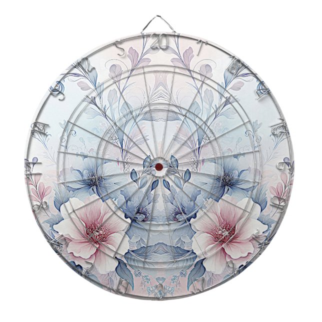 Cible De Fléchettes Aquarelle Bleu rose Floral Darboard (Devant)