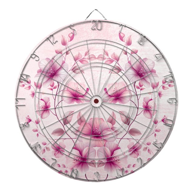 Cible De Fléchettes Aquarelle Fleurs roses Dartboard (Devant)