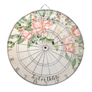 Cible De Fléchettes Aquarelle Pêche Fleurs blanches Élégant